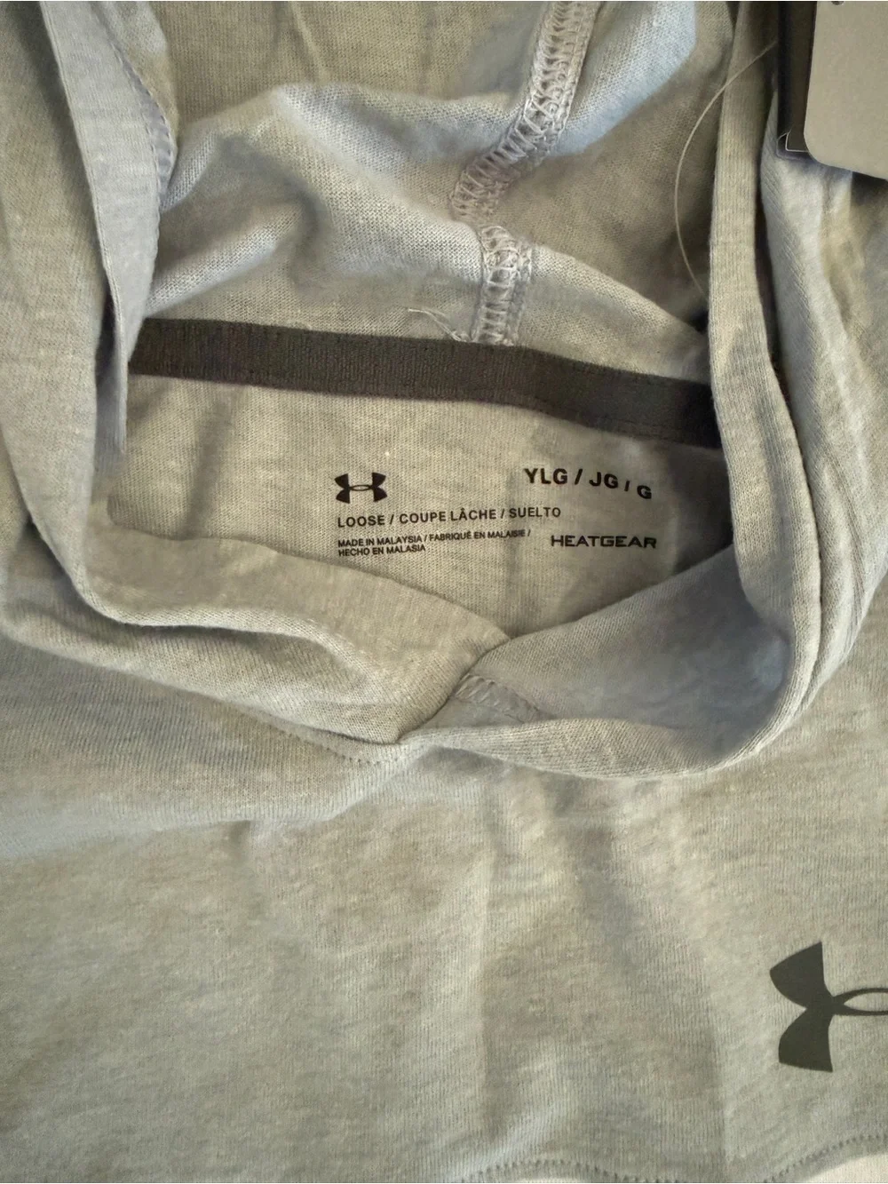 Under Armour Two-Tone Grey & White Short-Sleeve Hooded Top